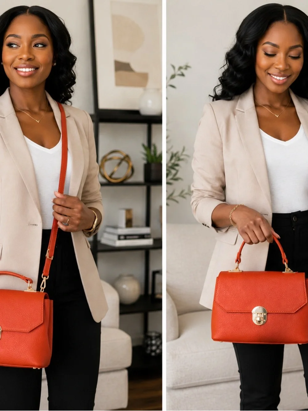 Italian Leather Top Handle Crossbody Satchel NWOT Orange